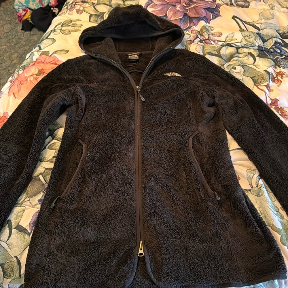 Fuzzy black zip up hoodie